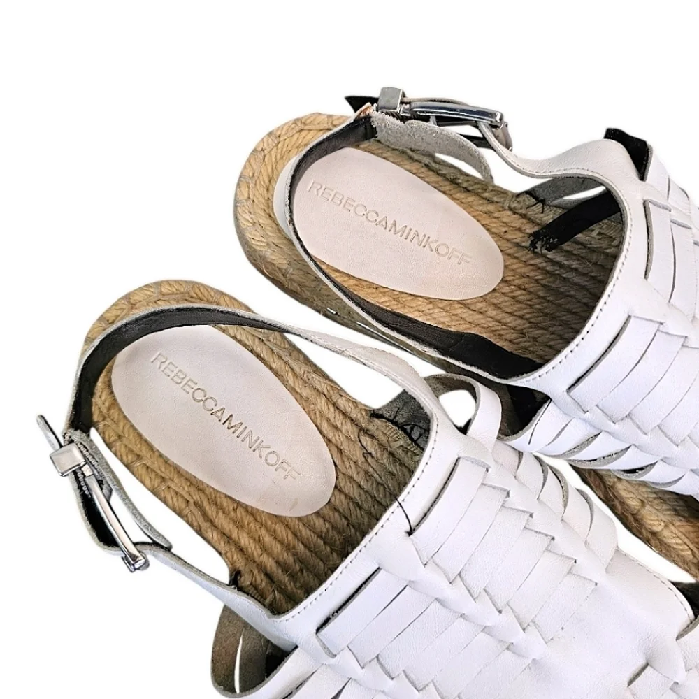 Rebecca Minkoff Womens Gabriel Espadrille Platform Sandals Sz 10 White Beachy